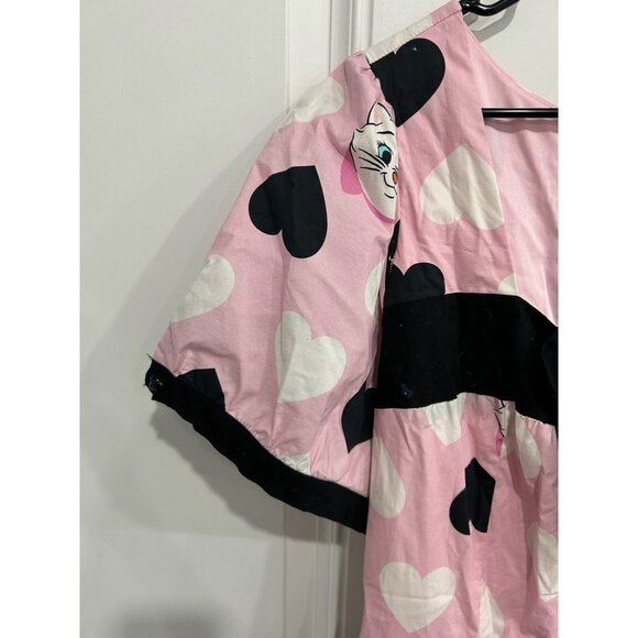Disney Marie Pink Dress Heart Pattern And Bow Accents Size 4 Kidcore Aristocats - Picture 6 of 13